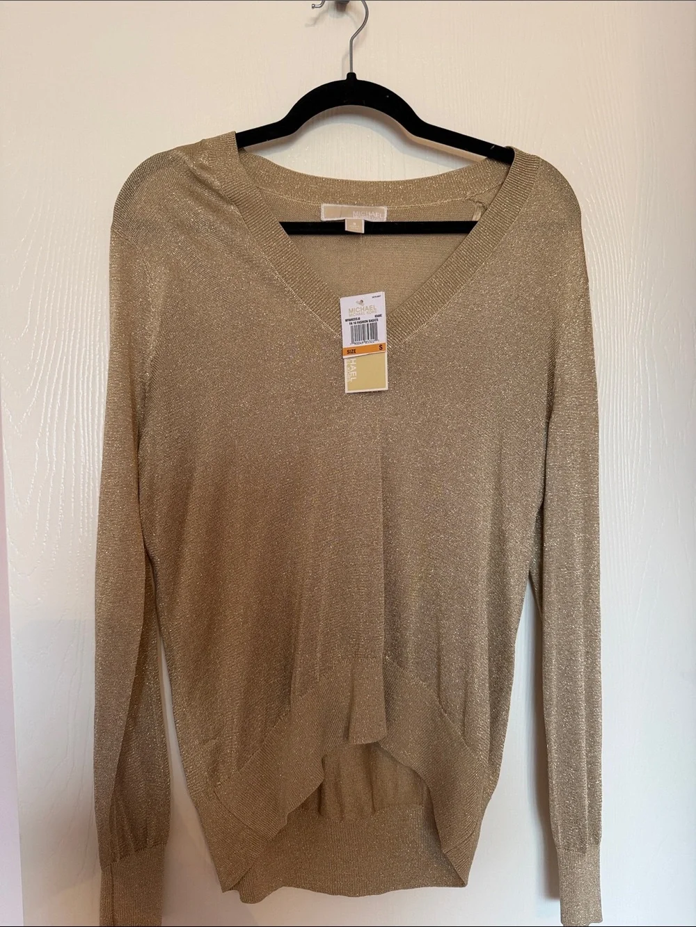 Michael Kors Metallic Gold Long-Sleeve Knit Sweater